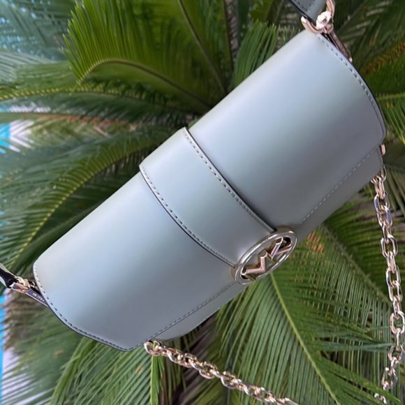 Michael Kors Carmen Medium Monogram Flap Crossbody Convertible Shoulder Bag - Picture 7 of 16